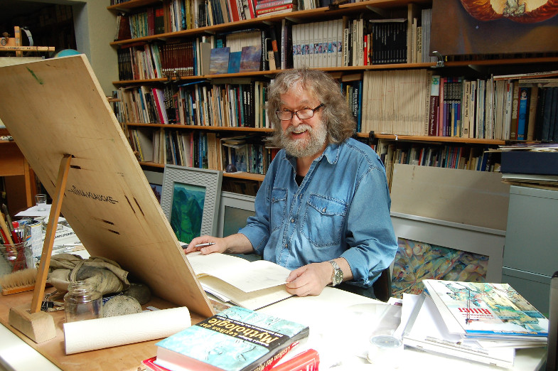 Peter H.H. Klaucke in seinem Atelier und Arbeitszimmer in Königsdorf