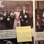 Foto vom Maifest 1948 mit identifizierten und noch nicht identifizierten Personen