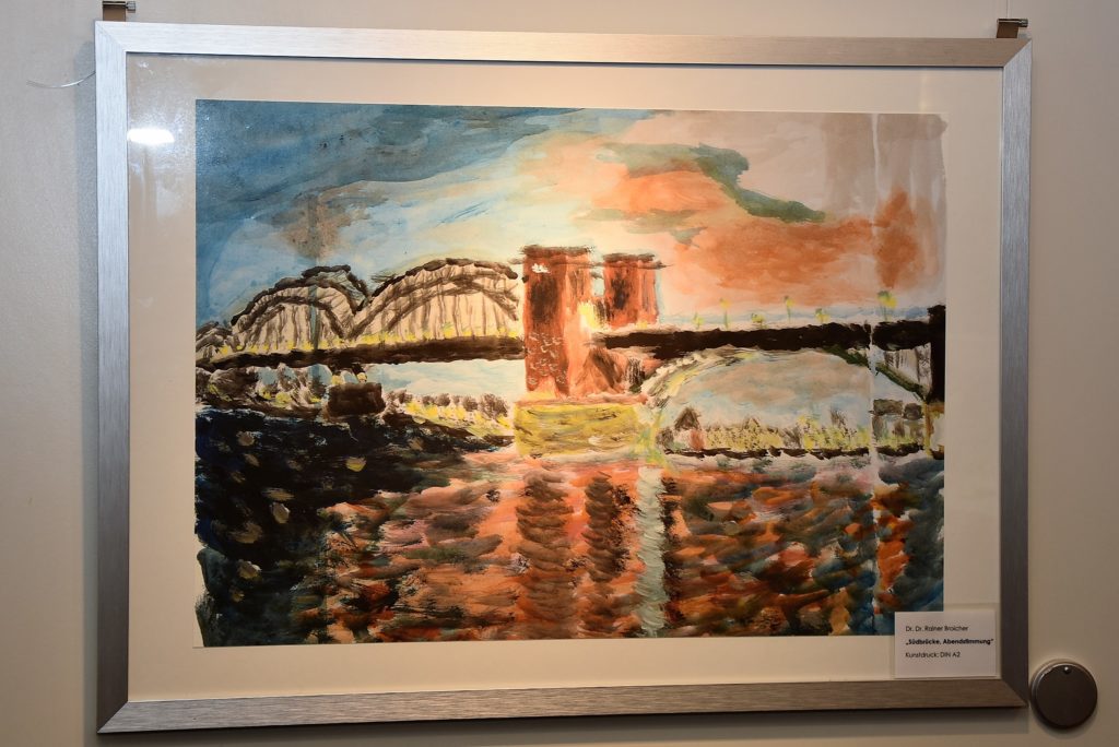 Kunstdruck, Din A2: Dr.Dr. Rainer Broicher, "Südbrücke, Abenddämmerung"