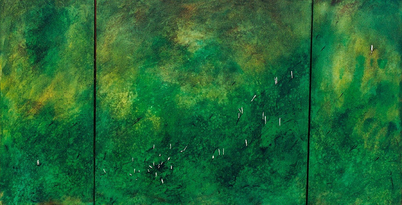 „biomorph“ (Zeder, Acryl, Kohle auf Leinwand, H 90 cm, B 170 cm) - Rose Schreiber + Michael Mayr