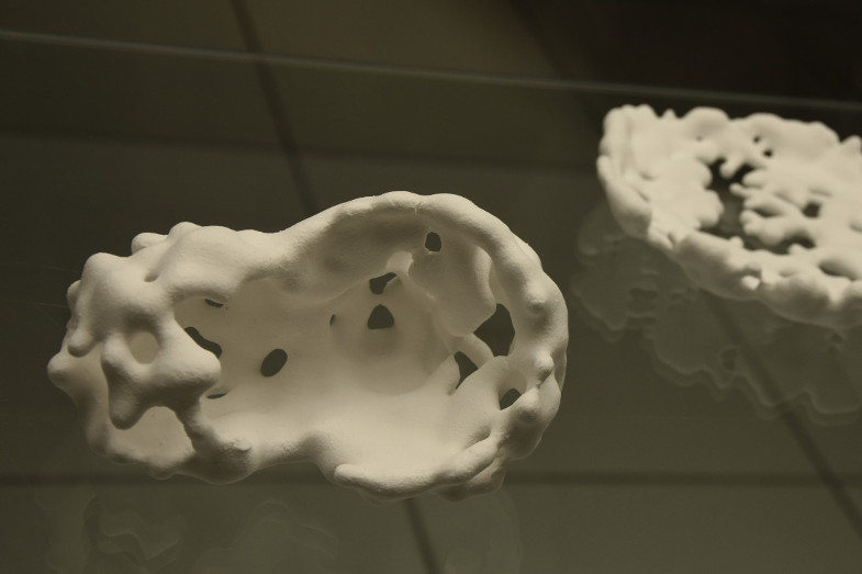Die Preisträger Emilie Burfeind und Andreas Grimme bedienten sich bei ihrem Wettbewerbsbeitrag "Floating Water" einer digitalen Simulation von Wasser. <br>Foto: Susanne Neumann