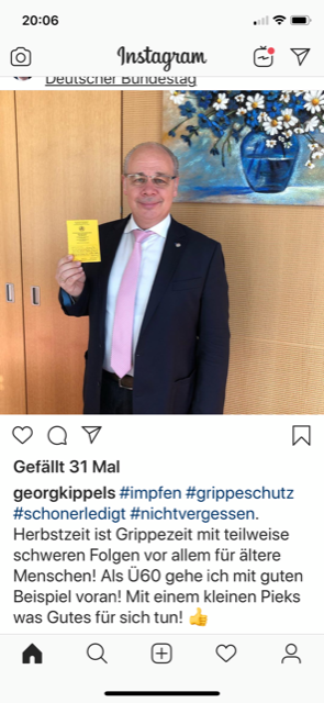 Kachel von Dr. Georg Kippels auf Instagram zur Grippeschutzimpfung