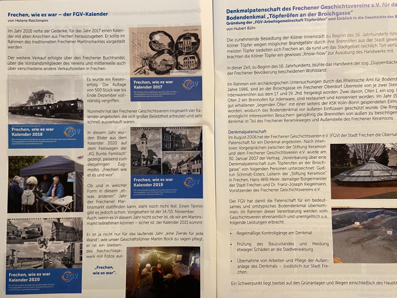 Seiten 10 und 11 der Sonderausgabe 20 Jahre Frechener Geschichtsverein